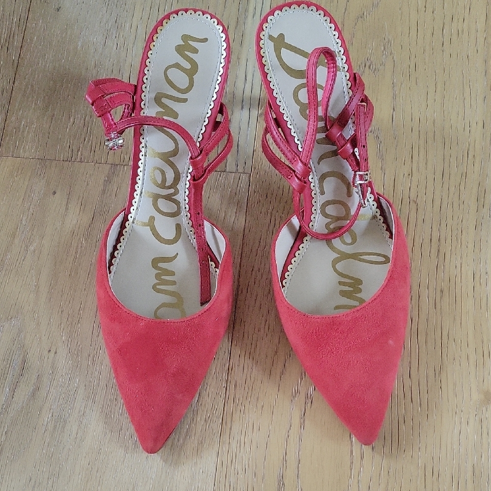 Sam Edelman Red Slingback Heels with Bow Detail